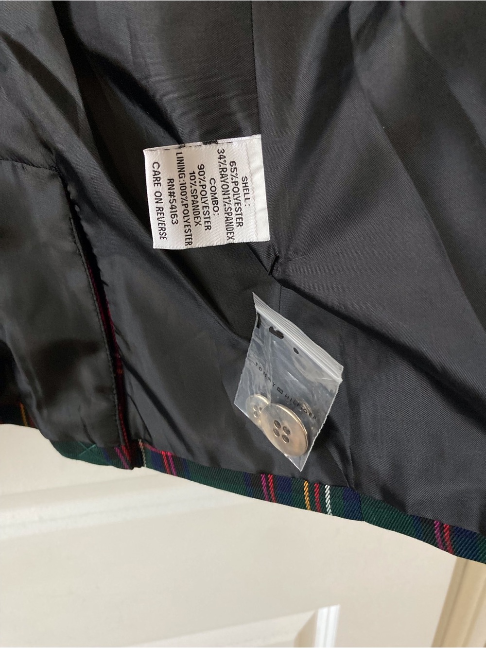 Vintage 90s Tommy Hilfiger Tartan Plaid Blazer Y2K Size 8 - Picture 11 of 16